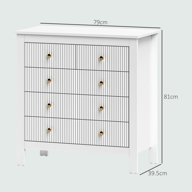 White Chest of Bedroom Drawers With Gold Legs Elegant Bedroom Storage by HOMCOM