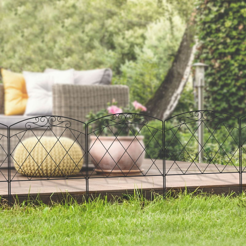 Flexible Metal Garden Border Fence for Shaping Paths and Flower Beds Black Outsunny