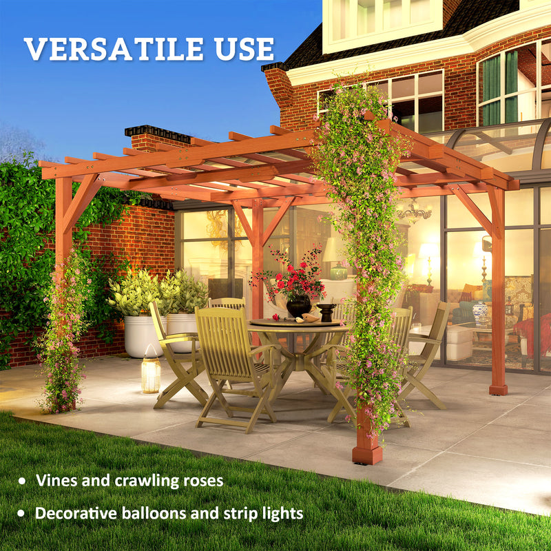 Wooden Garden Pergola Kit Trellis for Climbing Plants and Vines 3.3 x 3.3m by Outsunny