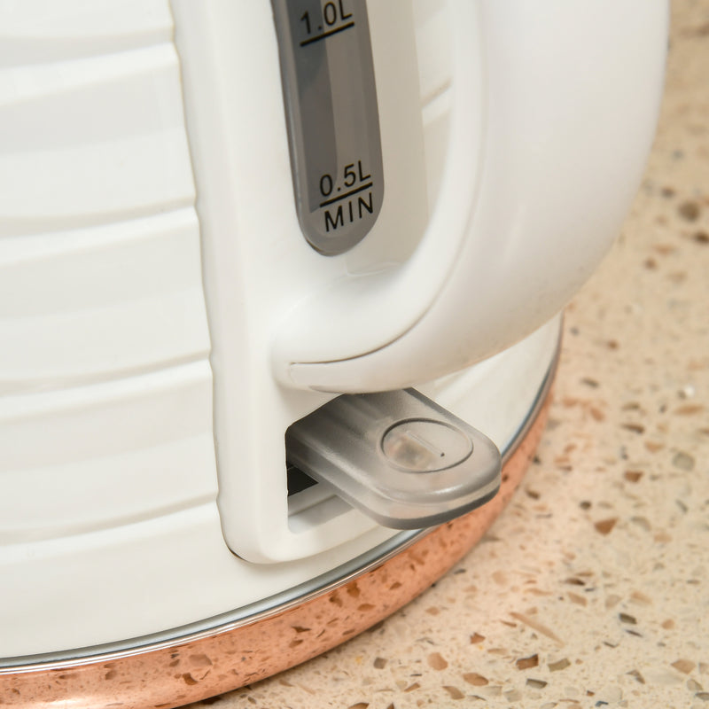 4 Slice Toaster and 1.7L Rapid Boil Kettle Set with Defrost and Reheat Functions Cream White