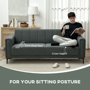 Grey Three Seater Modern Fabric Sofa Comfortable Home Seating by HOMCOM