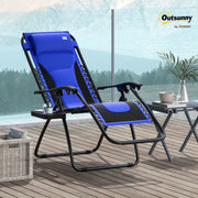 Blue Zero Gravity Outdoor Recliner Chair with Padded Seat, Cup Holder and Headrest by Outsunny