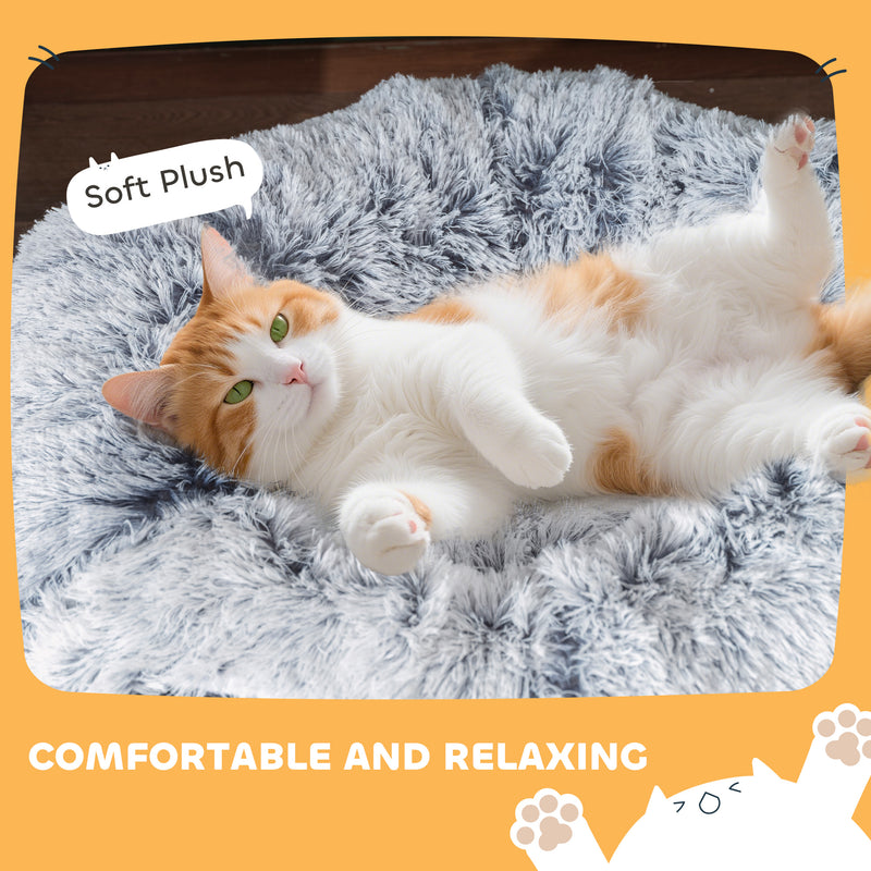 2 in 1 Donut Cat Tunnel Bed with Toy Ball and Door Hole for Indoor Play, Light Grey