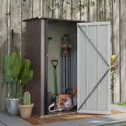 5ft x 3ft Metal Garden Storage Shed With Lockable Door for Tools and Equipment Brown By Outsunny