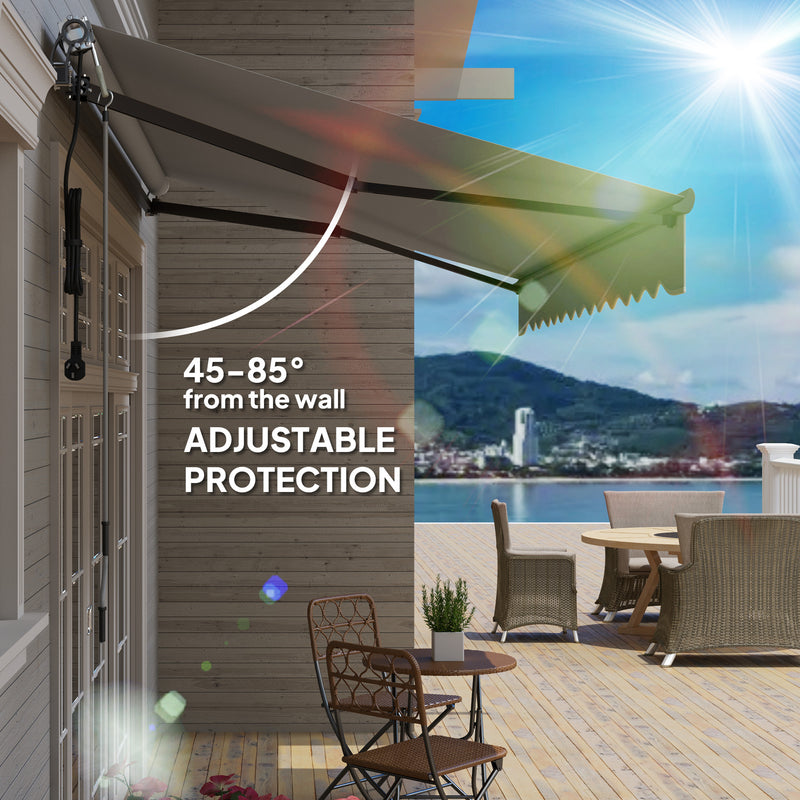 Light Grey 3.5 x 3m Electric Retractable Awning with Remote Control UV30+ Sun Shade by Outsunny