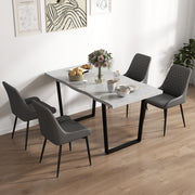 Set of 4 Quilted PU Leather Dining Chairs with Metal Legs for Modern Home Dining Grey