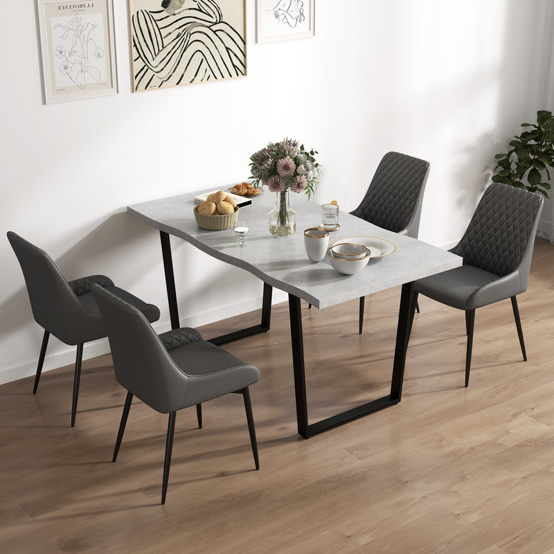Set of 4 Quilted PU Leather Dining Chairs with Metal Legs for Modern Home Dining Grey