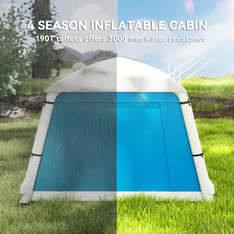 Inflatable 2 Person Camping Tent Quick Pitch Waterproof Shelter with Mesh Windows Light Blue