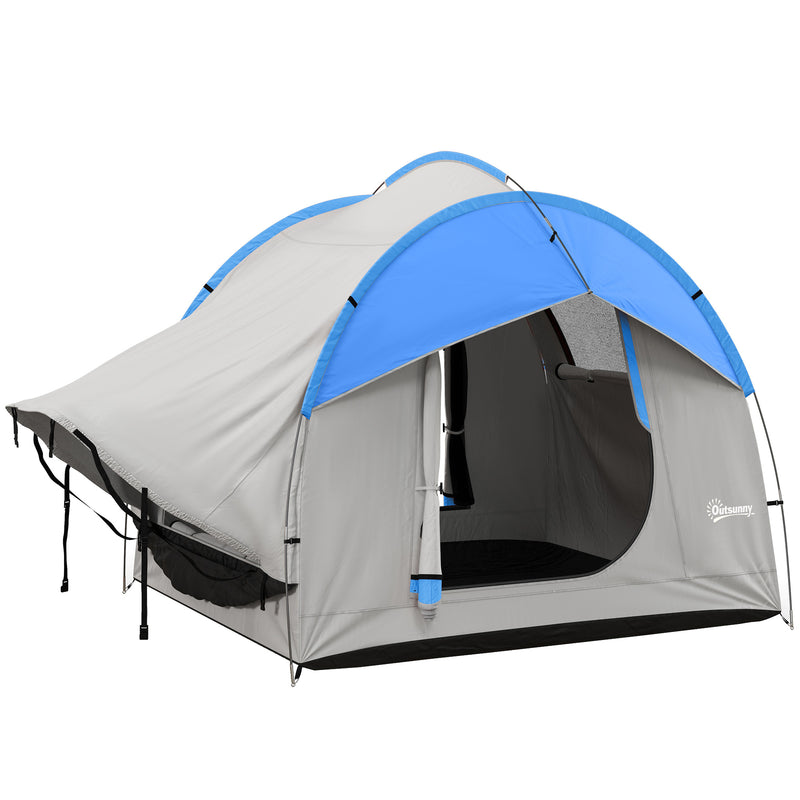 Car Camping Tent for Hatchbacks and SUVs with Quick Setup and Weather Protection Grey and Blue