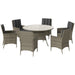 Light Grey 7 Piece Rattan Patio Dining Set with Round Glass Table by Outsunny
