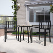 Grey 3 Piece Patio Bistro Set with Stackable Chairs and Steel Frame by Outsunny