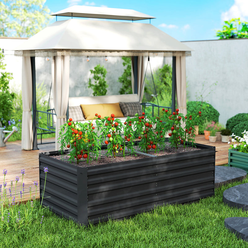 Large Raised Garden Bed With Reinforced Steel Frame For Vegetables And Flowers Black