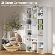 Tall 21 Compartment Storage Bookshelf Ideal for Home Office or Living Room, White