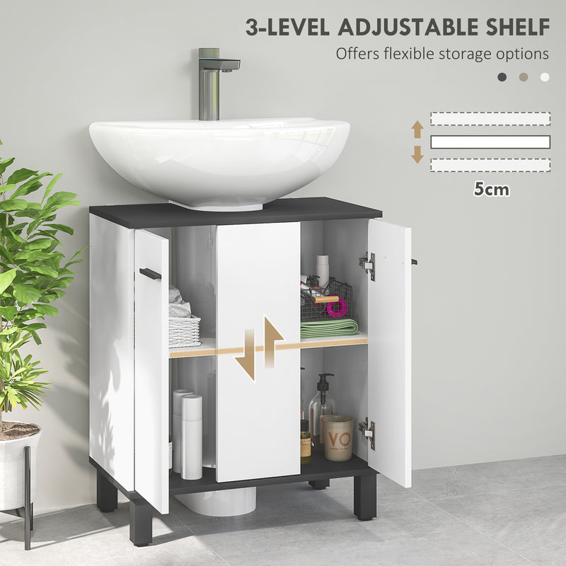 Under Sink Bathroom Cabinet High Gloss White Modern Storage Unit by HOMCOM