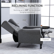 Wingback Recliner Armchair with Footrest and Tufted Back for Living Room Comfort Grey