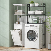 Tall White Bathroom Storage Cabinet With Tilt Out Laundry Basket For Organised Bathrooms