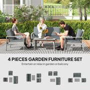 4 Piece Wooden Garden Furniture Set with Cushions Light Grey Outdoor Comfort by Outsunny