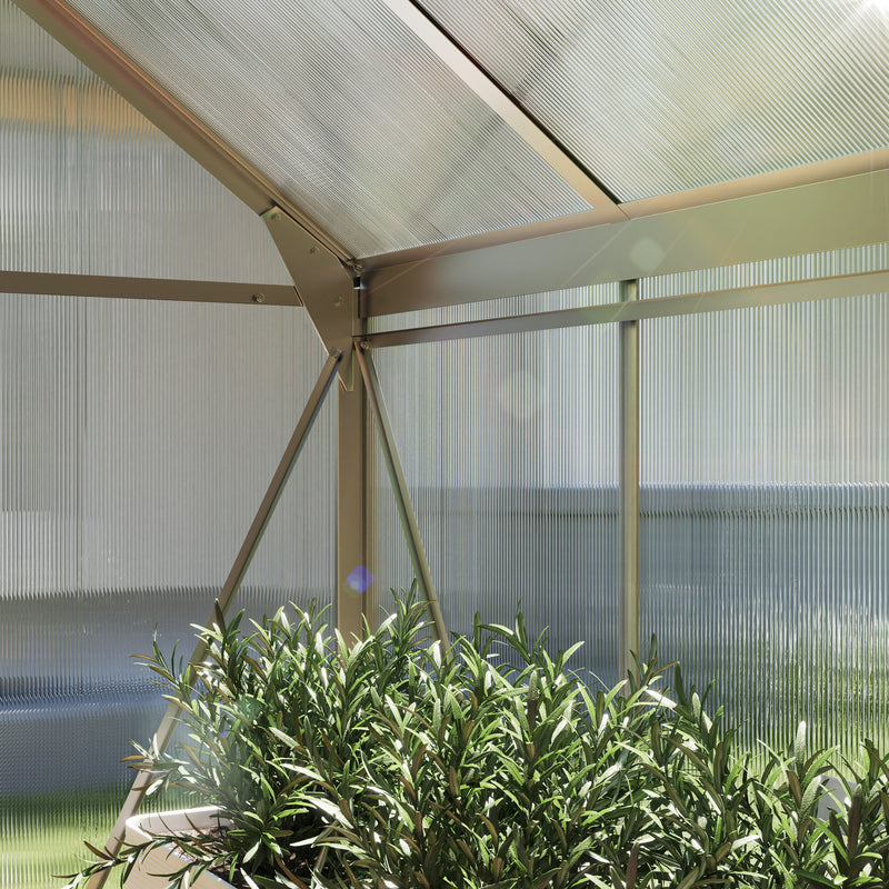 6x6ft Polycarbonate Greenhouse with Sliding Door for Garden Growers Clear AOSOM