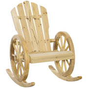 Natural Wooden Adirondack Rocking Chair Reclining Garden Armchair by Outsunny