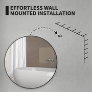 Black Round Steel Framed Wall Mirror 70 x 70cm for Bathroom Bedroom Living Room by HOMCOM