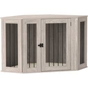 2 in 1 Dog Crate Side Table with Soft Cushion Ideal for Living Rooms Walnut Brown