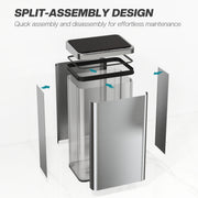 Sensor Kitchen Bin 50L Touch Free Waste Disposal with Motion Sensor Silver Black Homcom