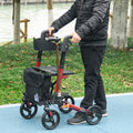 Folding Lightweight Rollator Walker with Seat Backrest Storage Bag and Brakes Red AOSOM