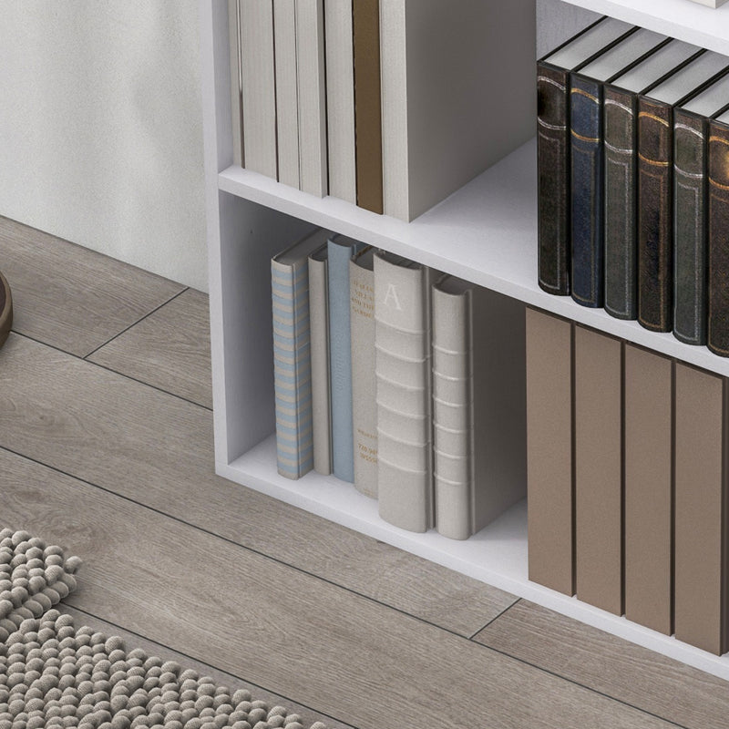 2 Tier Small White Bookcase With Adjustable Shelf For Home Office Or Study Storage