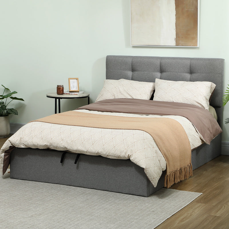 Ottoman Storage Bed with Lift-Up Base and Sturdy Frame for Clutter-Free Bedrooms Grey