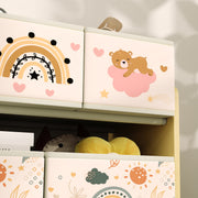 3 Tier Kids Storage Unit with 9 Fabric Boxes for Toys and Books Yellow by AIYAPLAY