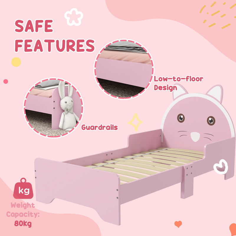 Kids Wooden Bedroom Furniture Set with Bed Dressing Table and Stool for Ages 3 to 6 Years, Pink