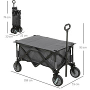 Folding Garden Utility Trolley With Wheels For Camping And Outdoor Gear Transport Grey