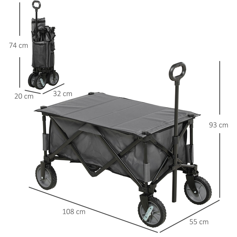 Folding Garden Utility Trolley With Wheels For Camping And Outdoor Gear Transport Grey
