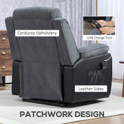 Dark Grey Overstuffed Corduroy Electric Recline and Lift Chair for Ultimate Comfort by HOMCOM