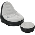 Inflatable Chair and Footstool Set for Easy Extra Seating Indoors or Outdoors Grey and Black