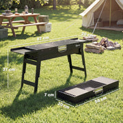 Portable Folding Charcoal Barbecue Grill for Easy Outdoor Cooking with Side Shelves Black Outsunny