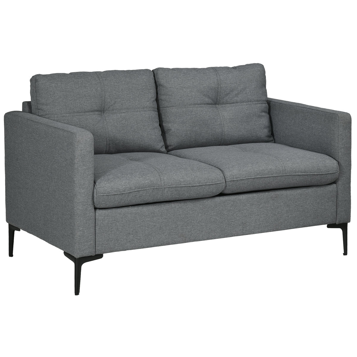Two Seater Grey Fabric Sofa With Steel Legs For Living Room | Opal Retail