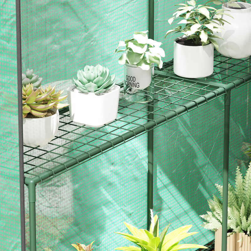 Green Walk In Greenhouse with Shelves 120 x 186cm for Plants and Seedlings by Outsunny