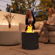 Black Metal Wood Burning Fire Pit with Poker for Garden and Patio Heating by Outsunny
