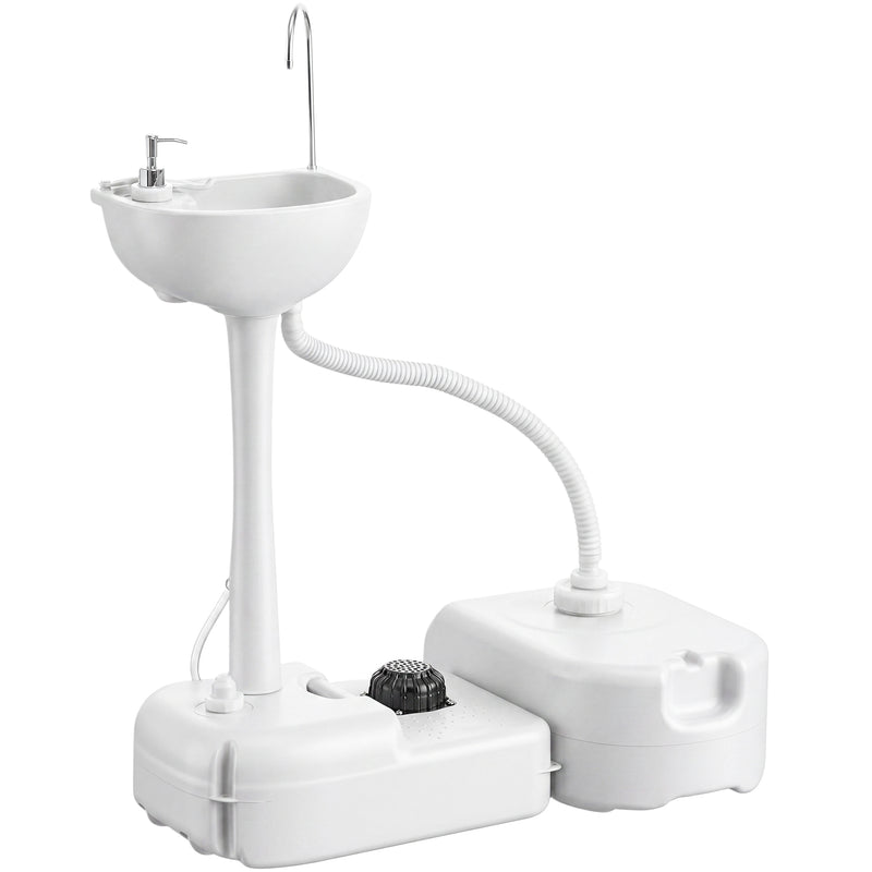 Outsunny Portable Camping Sink with Running Water and Wastewater Tank, Hand Wash Basin with Rolling Wheels, Foot Pump, Soap Dispenser for Outdoor Events, Gatherings, Picnic