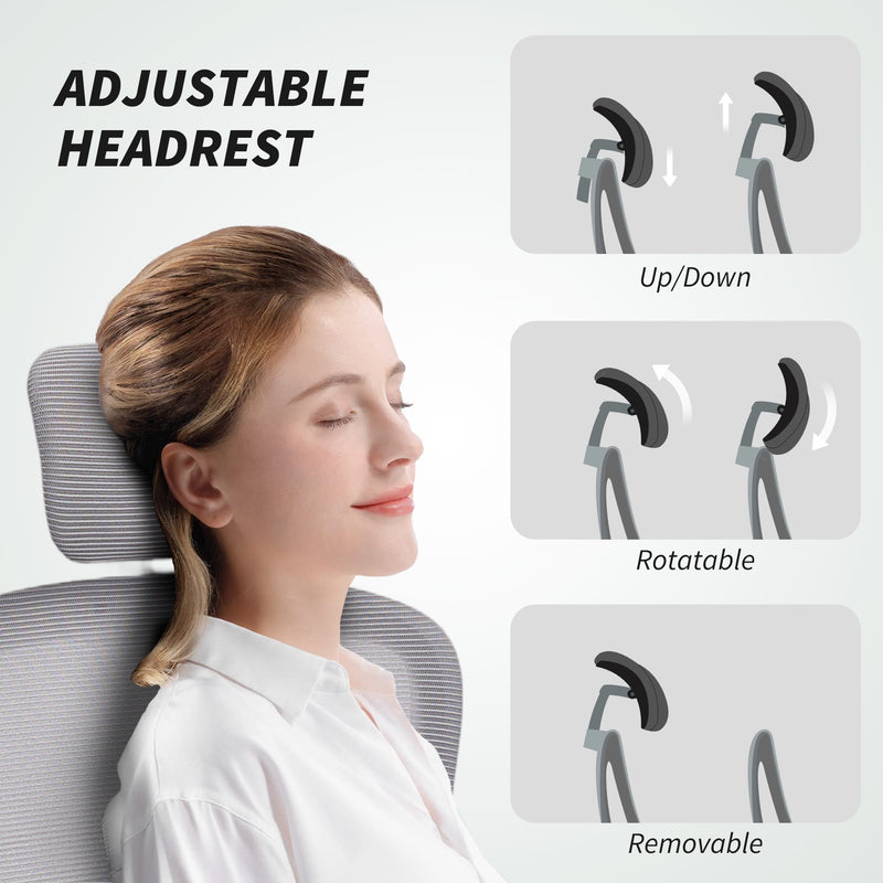 Ergonomic Mesh Back Office Chair With Lumbar Support For All Day Comfort, Grey