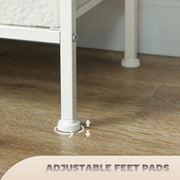 Cream White Boucle Chest of Drawers 8 Drawer Fabric Dresser With USB Charging by HOMCOM