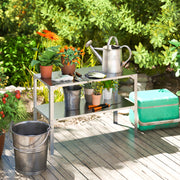 2 Tier Galvanised Steel Potting Bench Table With Storage Shelf for Garden and Greenhouse by Outsunny