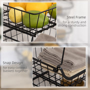 HOMCOM 5 Tier Storage Trolley, Stackable Fruit Vegetable Cart for Kitchen, Living Room, 40 x 2 x 97 cm, Black AOSOM