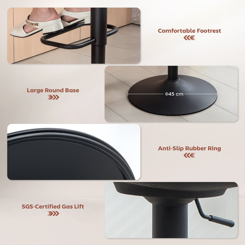 Set of 2 Swivel Tub Bar Stools with Footrest for Home Bar or Kitchen, Orange