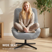 Accent Chair with High Back and Swivel Base for Everyday Comfort Light Grey AOSOM