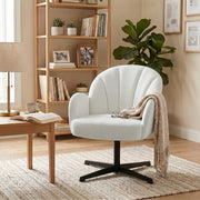 Accent Swivel Chair with Curved Back and Padded Seat for Bedroom or Lounge Cream White Homcom