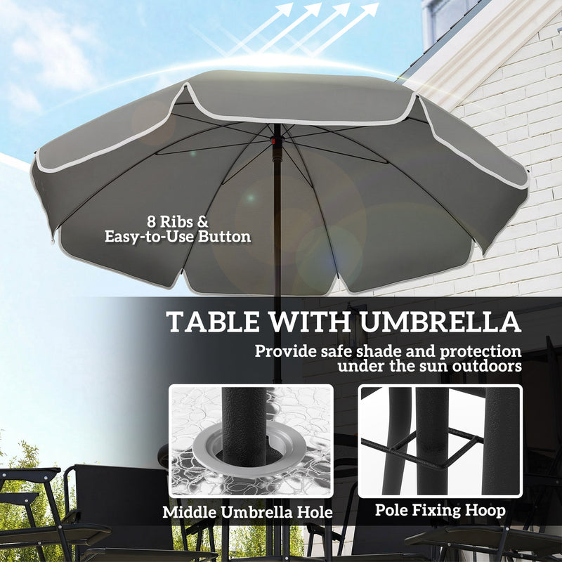 4 Seater Patio Dining Set with Folding Chairs and Parasol for Outdoor Meals, Black