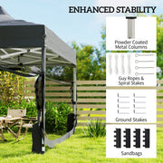 Pop Up Gazebo with Mesh Sides for Garden Shade and Insect Protection 3 x 4.5 m, Dark Grey Outsunny