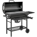 Portable Charcoal BBQ Grill with Warming Rack and Side Shelf for Outdoor Cooking by Outsunny